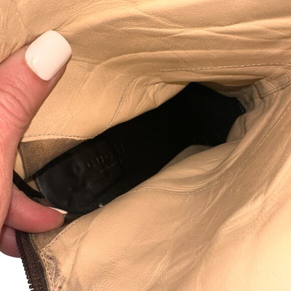 Gucci Vintage Brown Leather Pointed Toe Bootie Heels Size 10.5 - Picture 7 of 12